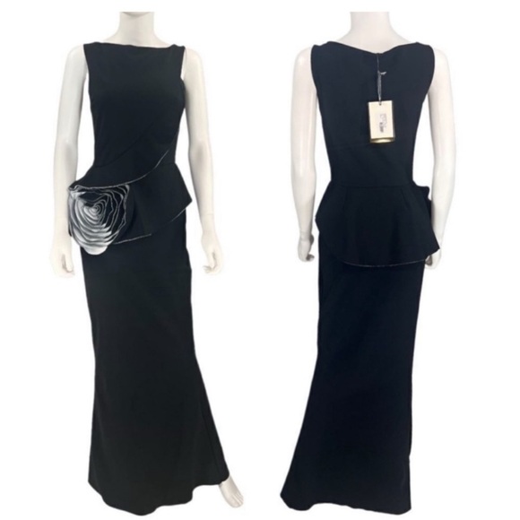 CHIARA BONI LA PETITE ROBE Morny 3D Flower Ruffle Sleeveless Gown Maxi Dress NEW - Picture 7 of 11